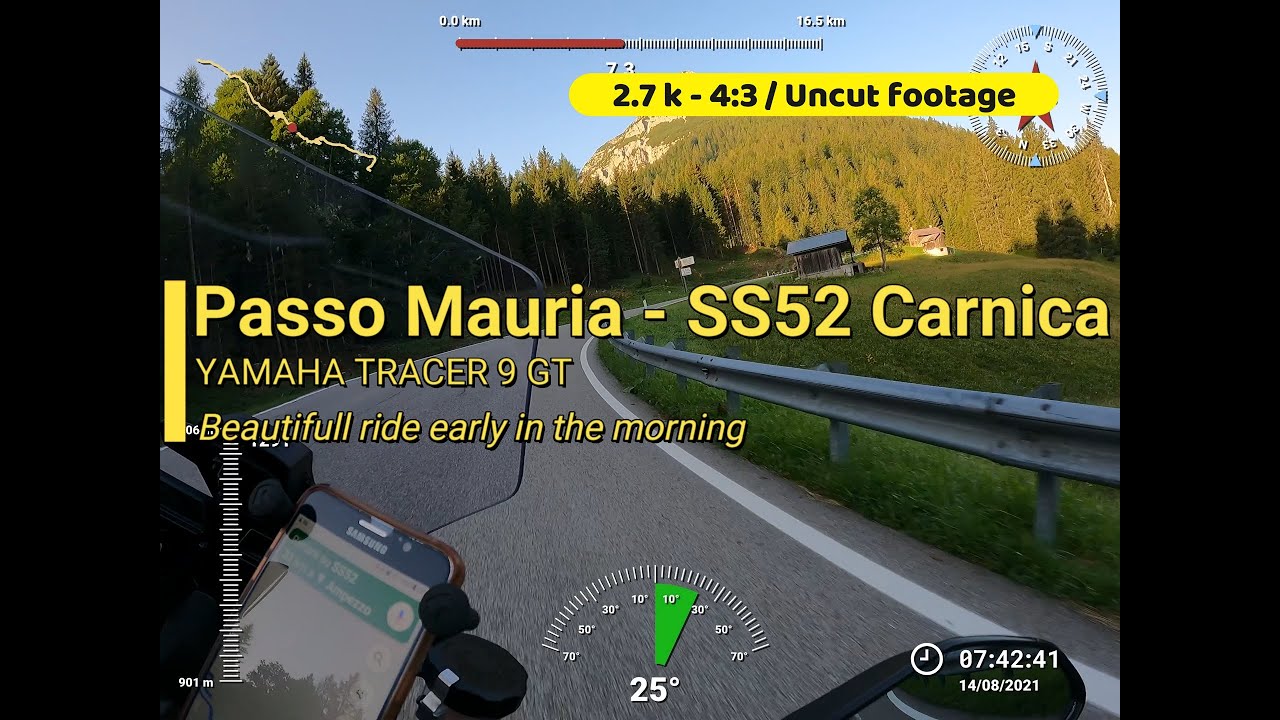 Passo Mauria - SS52 Carnica - Telemetry YAMAHA TRACER 9 GT (4:3 Uncut footage)