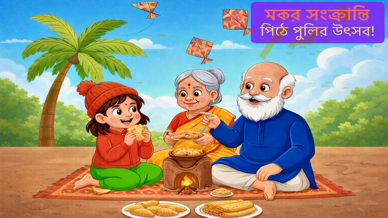 মকর সংক্রান্তি: পিঠে পুলির উৎসব! | Makar Sankranti Special | 4K Bengali Cartoon | Golpo Fuljhuri