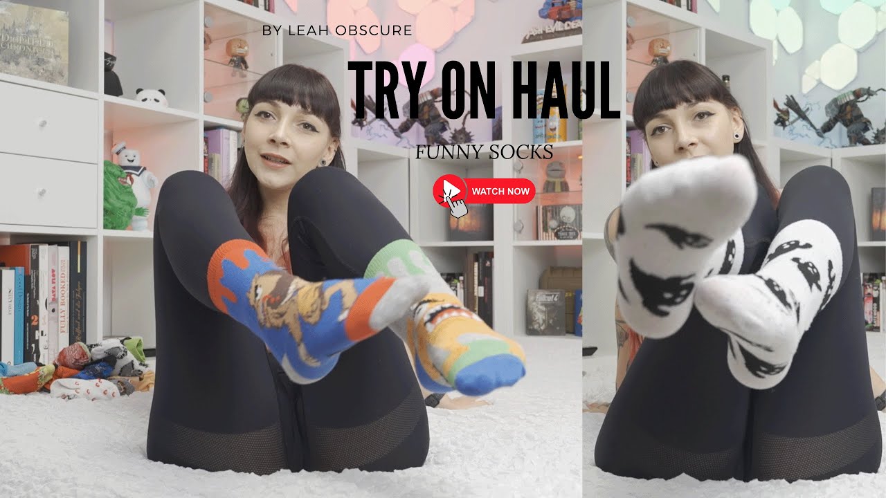 FUNNY SOCKS TRY ON HAUL | Leah Obscure