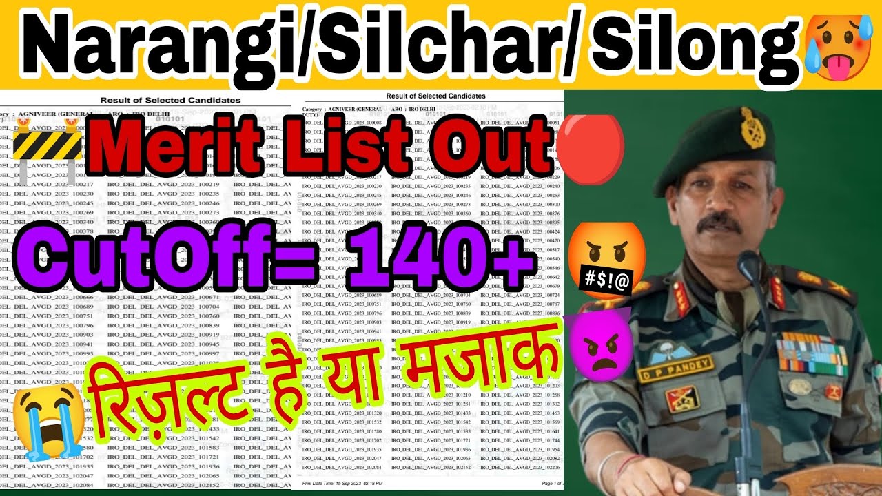 ✅Cutoff धमाका🔴/ Aro Narangi/ Silchar/ Shillong Army Agniveer Meritlist 2023