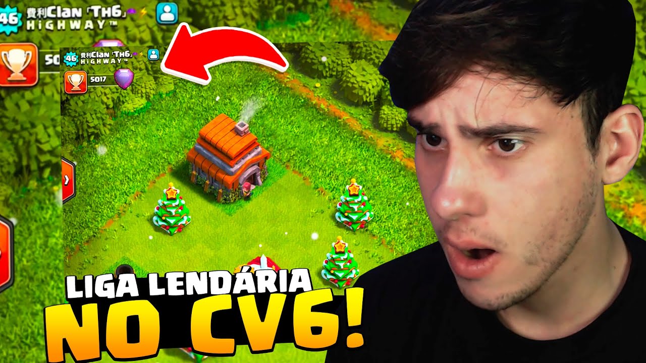 INSANO, ELE PEGOU LIGA LENDÁRIA NO CV6!! CLASH OF CLANS