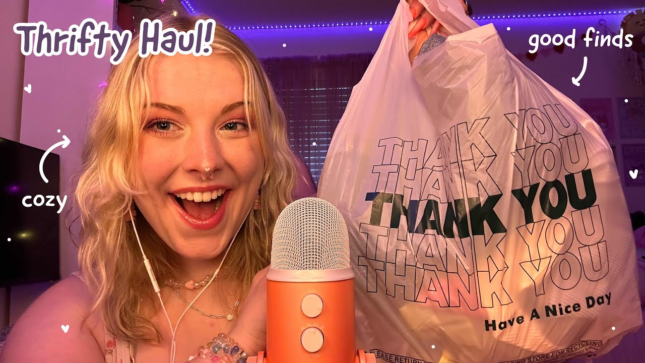ASMR Thrift Haul with Fabric Sounds, Mouth Sounds, and Rambles! ✨🩷