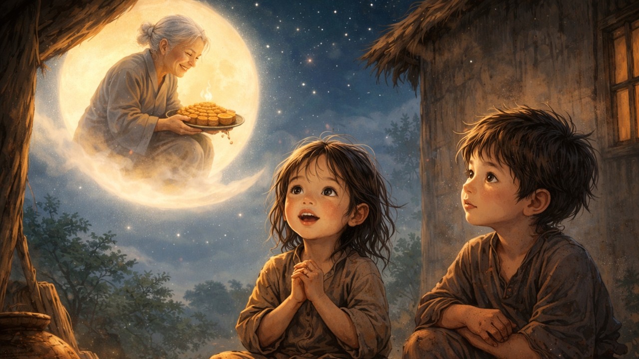 Bà Già Trên Mặt Trăng Đem Bánh Cho Mỗi Đêm