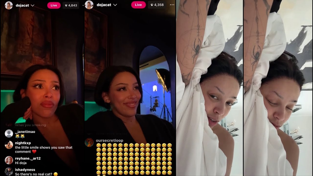 Прямые трансляции Doja Cat в Instagram (9 и 8 октября 2025 г.) | Просмотр «Джиперс Криперс» + общ...