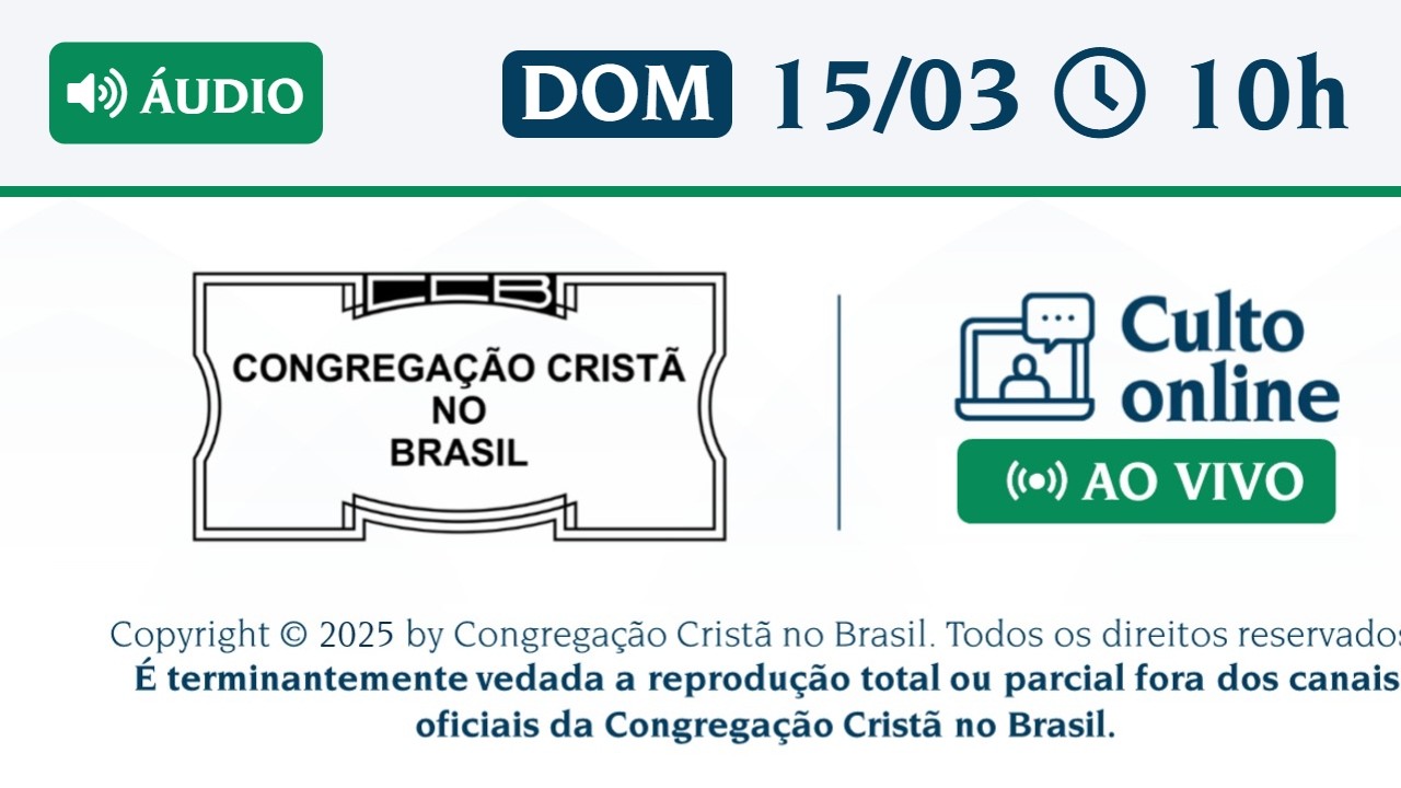 Santo Culto a Deus (Áudio) – DOM - 15/03/2026 10:00