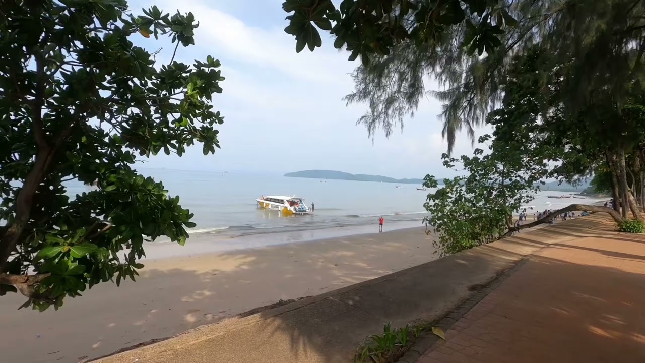 Morning walk beach road Ao Nang Krabi 