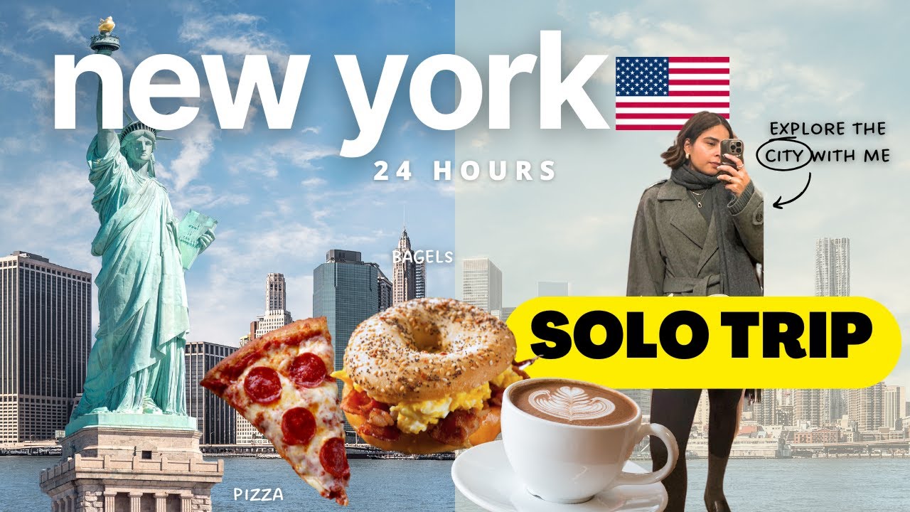 24 Hours SOLO in NYC 🇺🇸 from Toronto 🇨🇦 ✈️| Trying Famous Pizza, Bagels, Trader Joe's and more