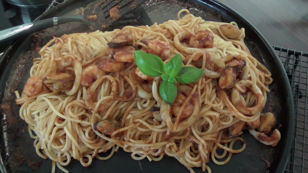 Spaghetti Frutti de mare Grillstein Rock crok Pampered chef®
