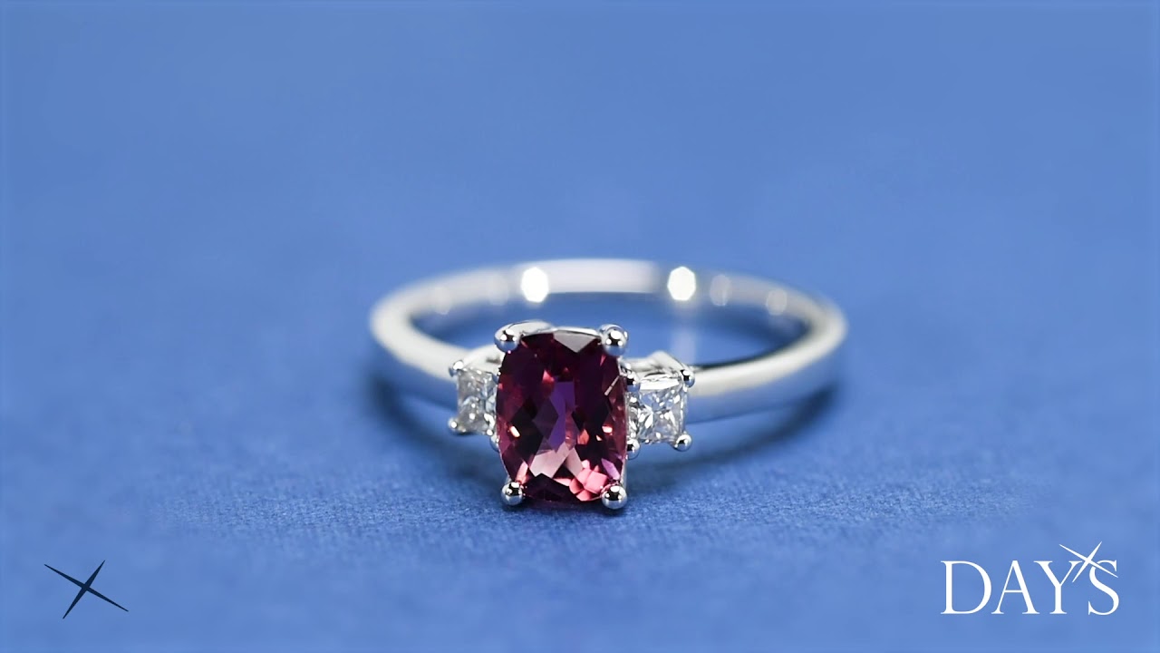 Maine Pink Tourmaline Ring in 14kt White Gold wtih Diamonds (1/5ct tw)