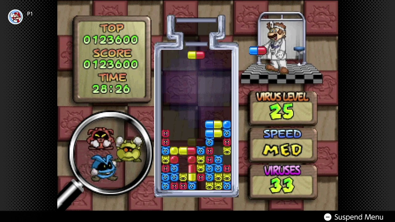 Dr. Mario n64 - Secret Level 25 - 96 viruses!!!
