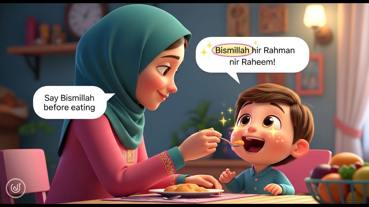 A Loving Muslim Mother Teaches Her Son the Power of Bismillah ❤️ #islamicvideo #islam #parenting