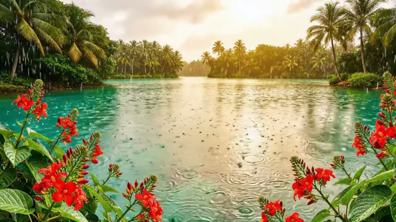 Tropical Rain in Paradise 🌴 Relaxing Lagoon Water Sounds for Deep Sleep