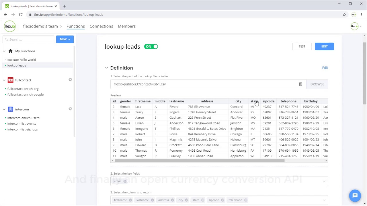 Flex.io - Adding Web Services and API integrations