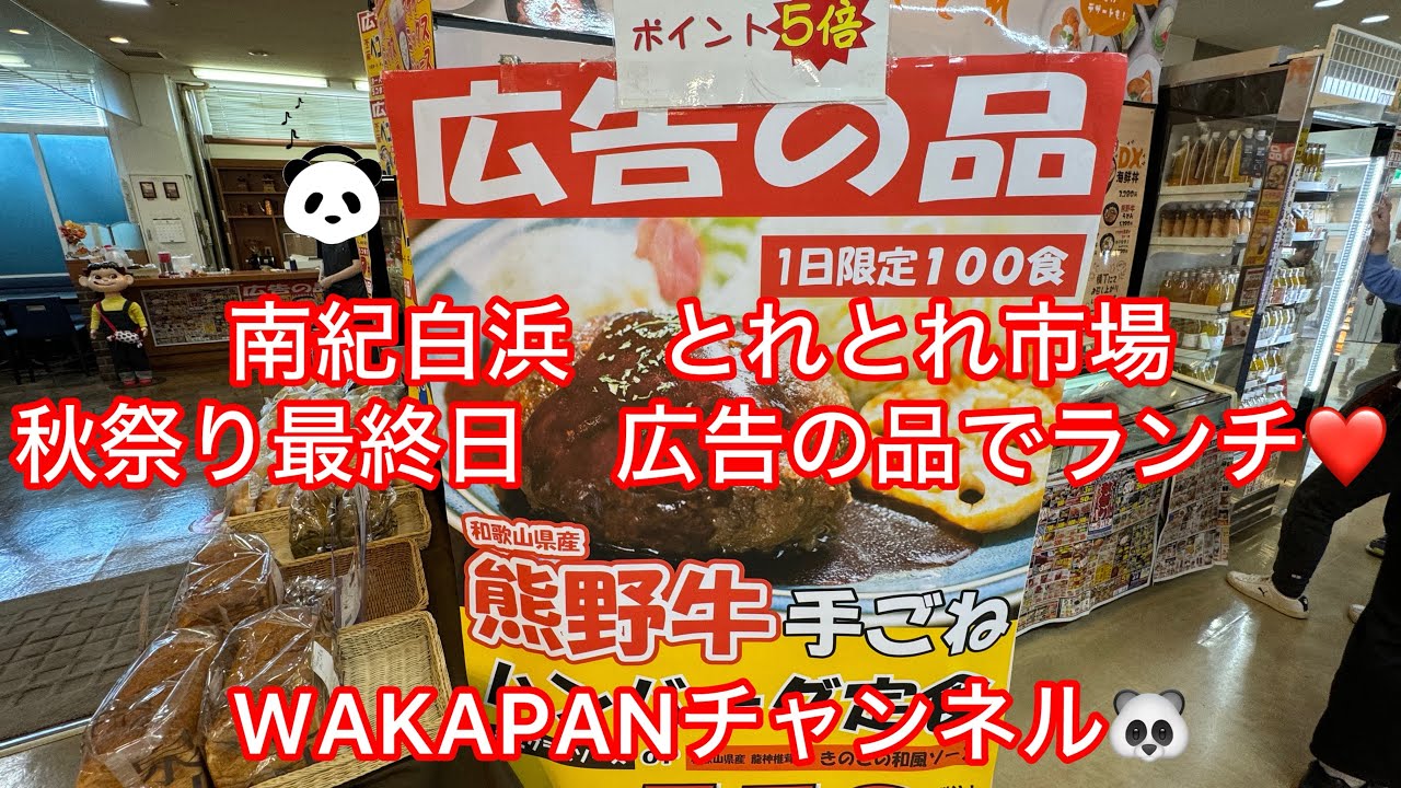 南紀白浜　とれとれ市場秋祭り最終日　広告の品でランチ❤️WAKAPANチャンネル🐼