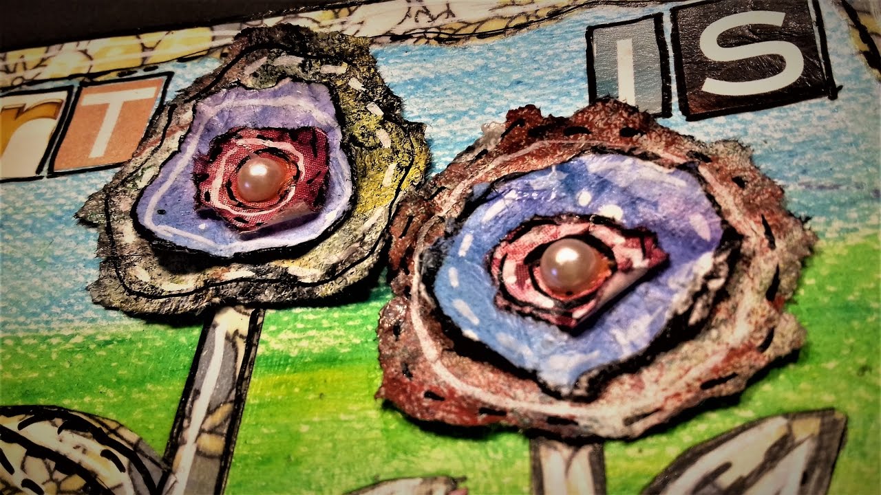 ❤ Mixed Media Morsels techniques #24 & #25 Pretty Posies & Ransom Note Letter