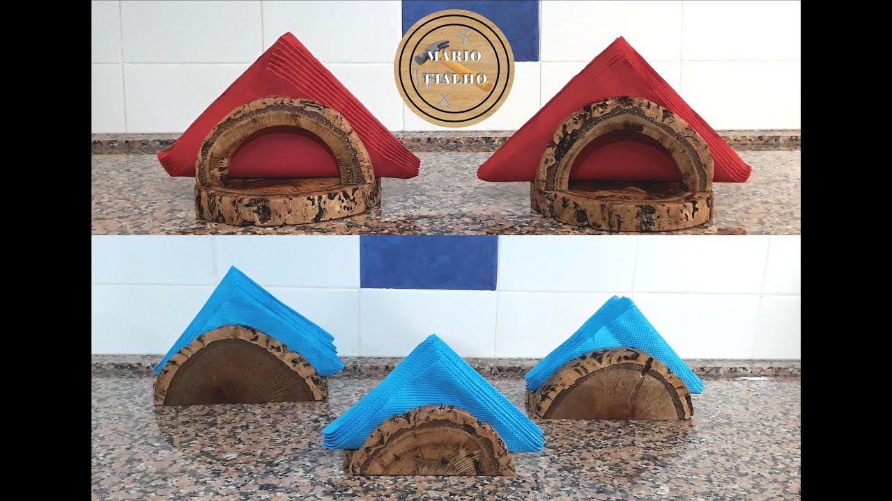 Porta Guardanapos em Madeira Rústica