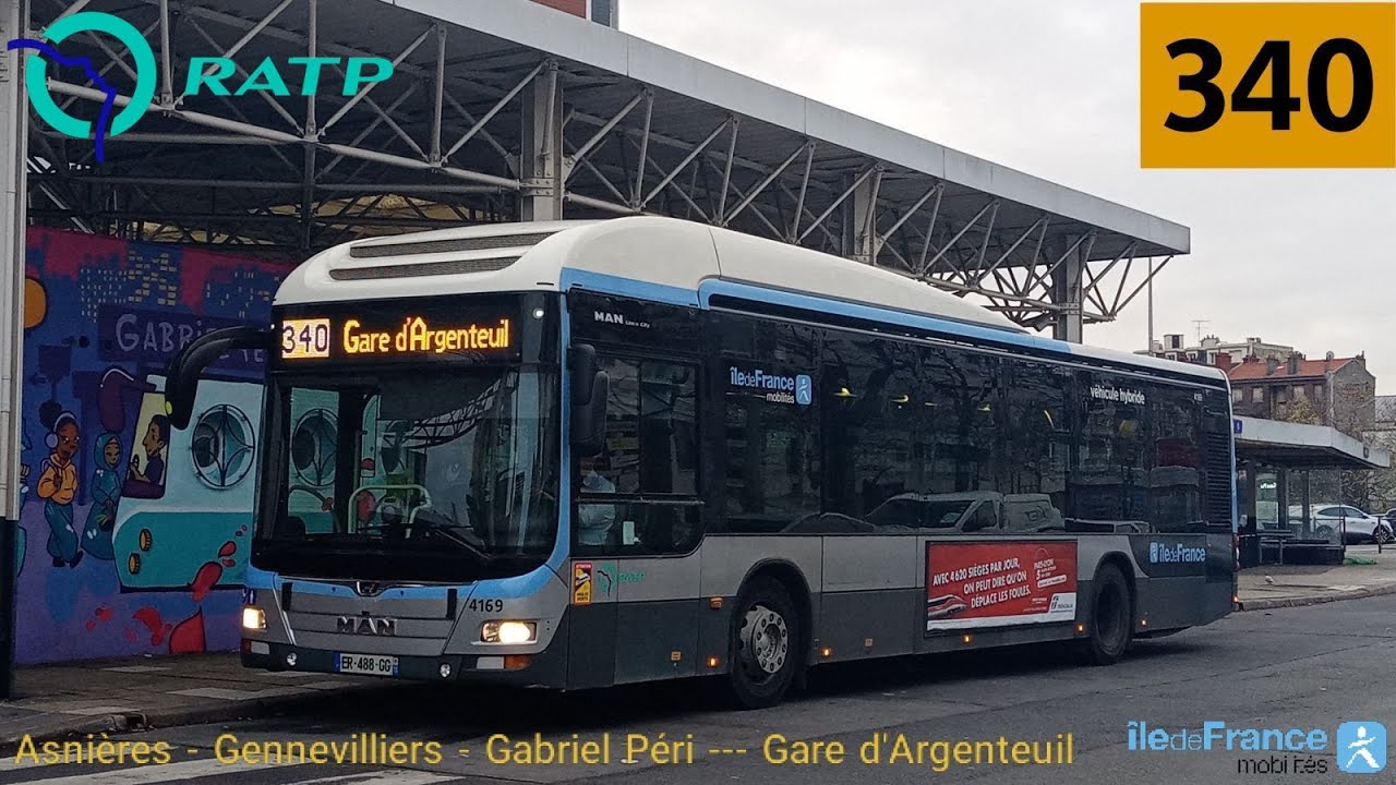 Bus 340 RATP - MAN Lion's City NL204 Hybride N°4169 Gabriel Péri - Métro --- Gare d'Argenteuil