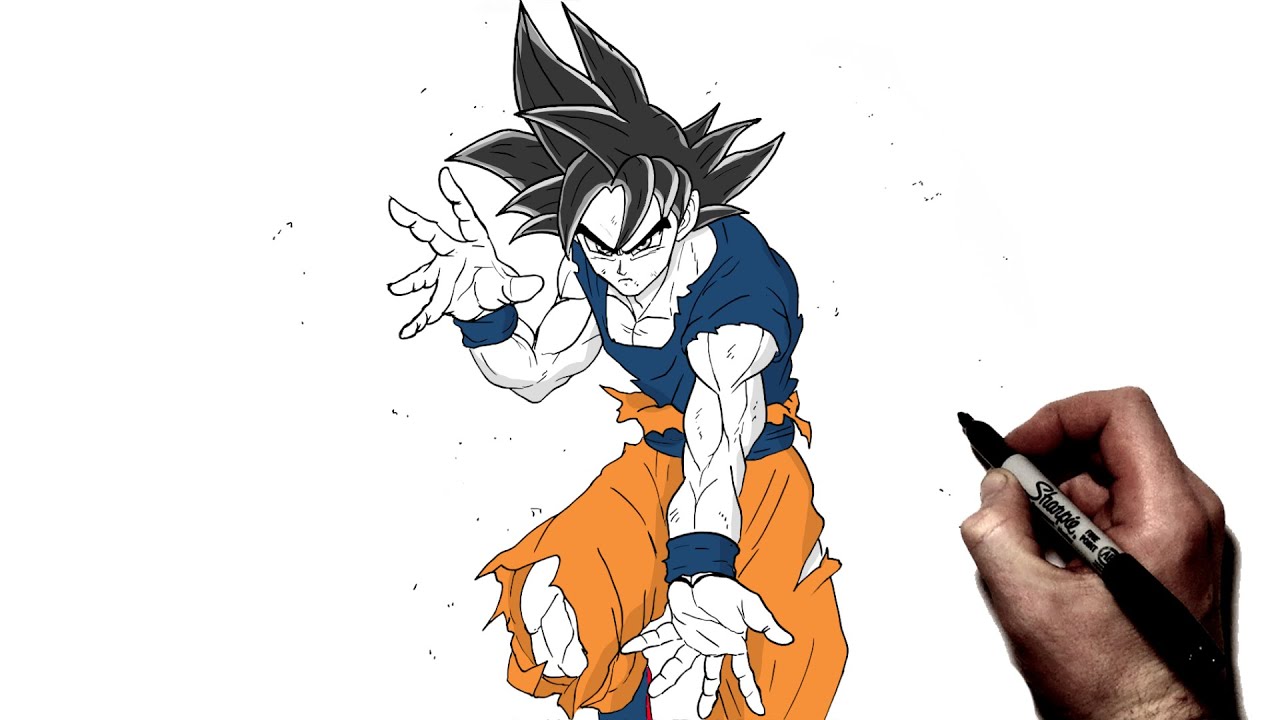 Как нарисовать знак Гоку (поза боя) | Пошаговое руководство | Dragon Ball