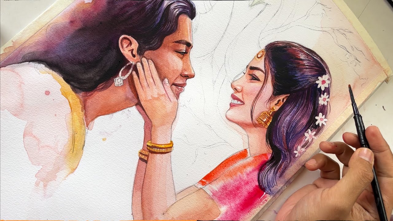 RADHA KRISHNA 💖 Watercolors Painting