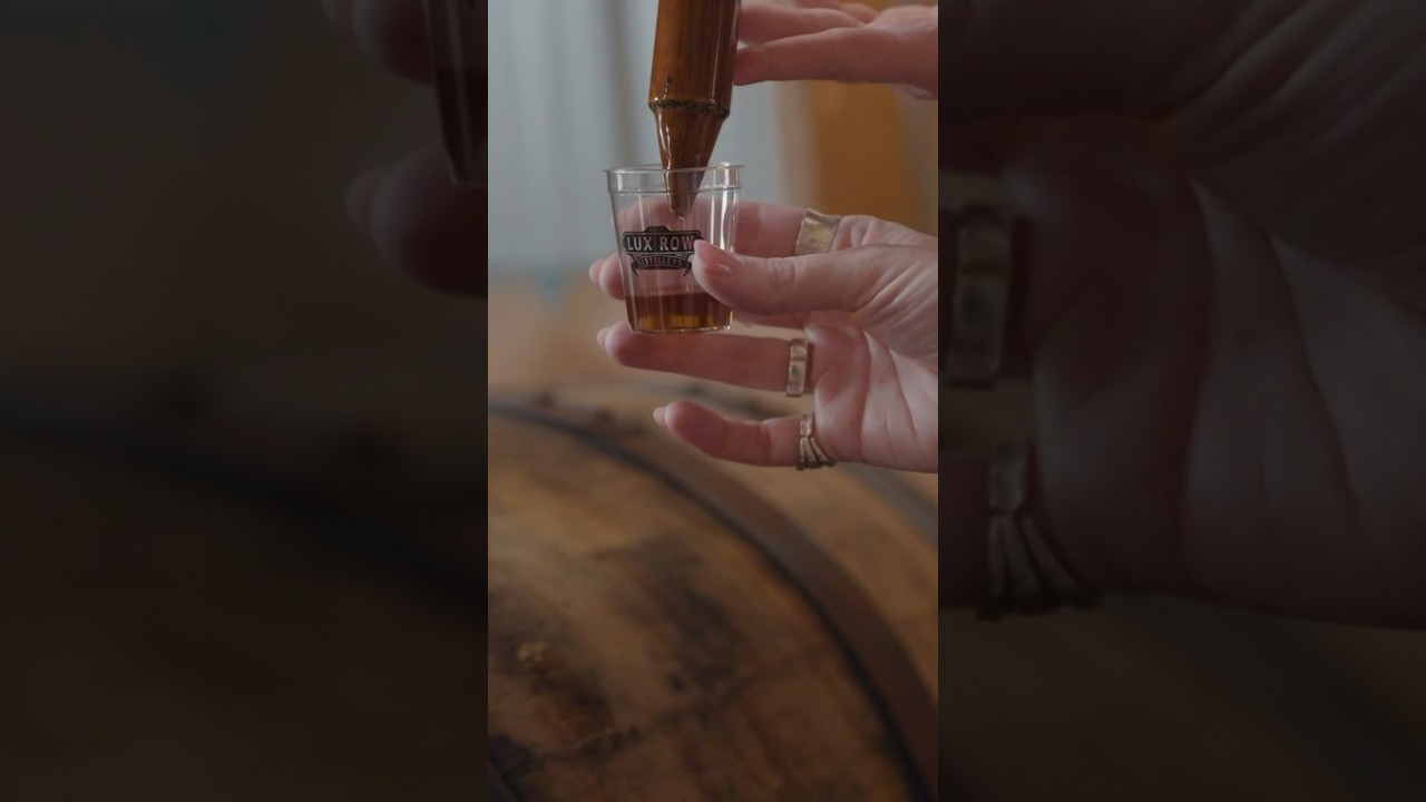 Thieving from a barrel of Rye at Lux Row on the @KentuckyBourbonTrail #bucketlist