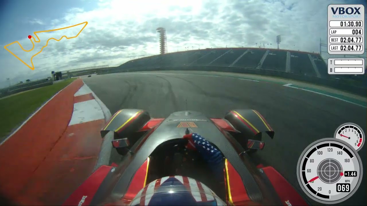 Judd Wolf GB08 F1 Mistral  2:04.7 Session 4 COTA 11 18 22 Lots of traffic