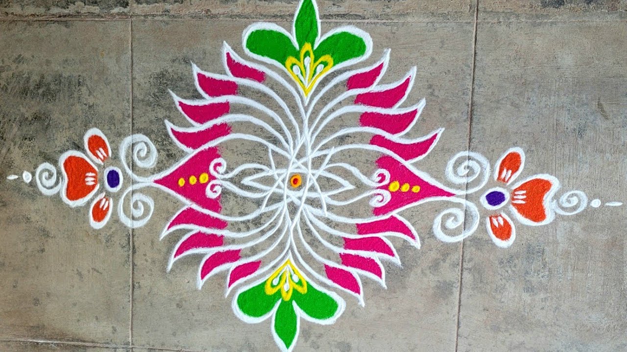 Beginner's Easy And Simple Rangoli||Daily use Rangoli||Unique Elegant Freehand Lotus Flower🪷Rangoli 