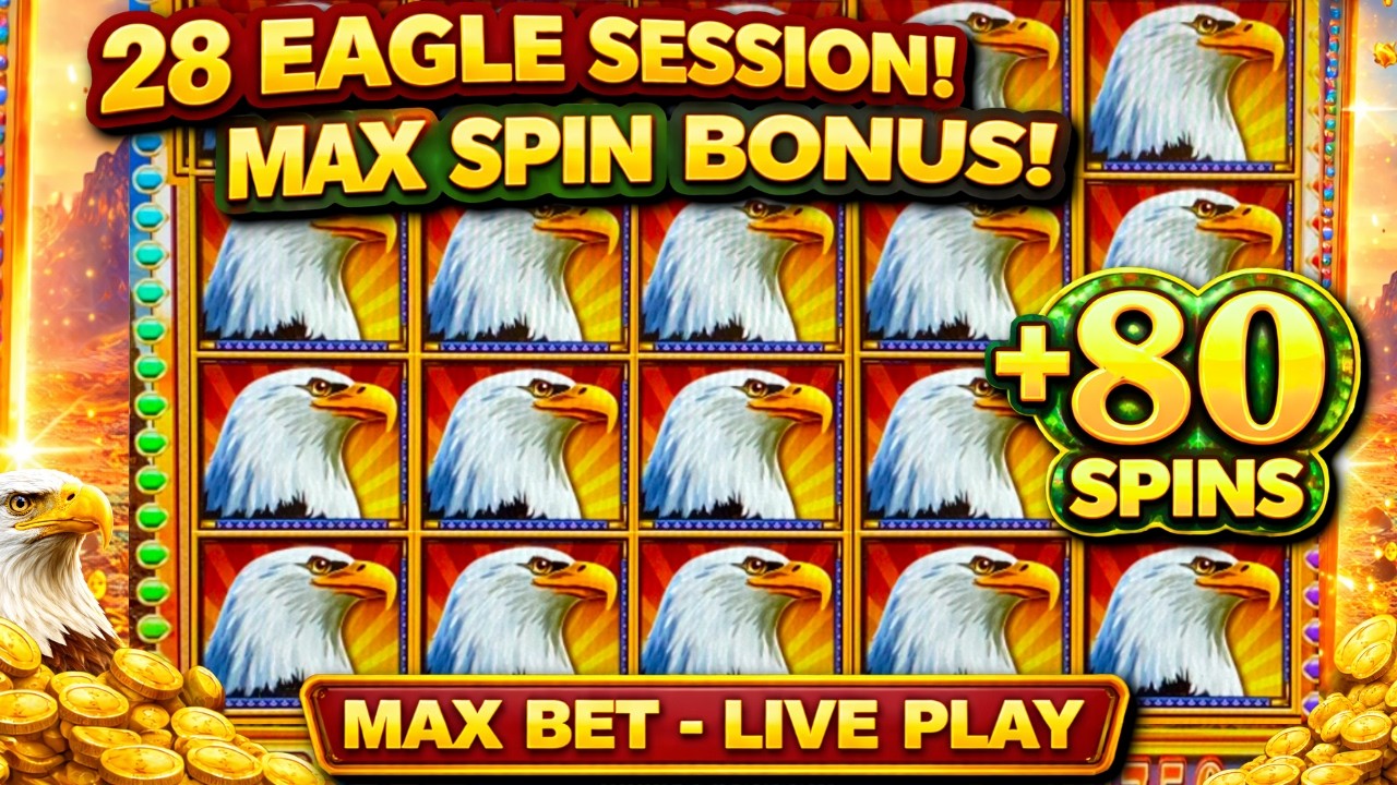 80 SPIN MAX BET BONUS UNBELIEVABLE WIN on Great Eagle II Slot!  WMS Classic Live Play MASSIVE FRENZY