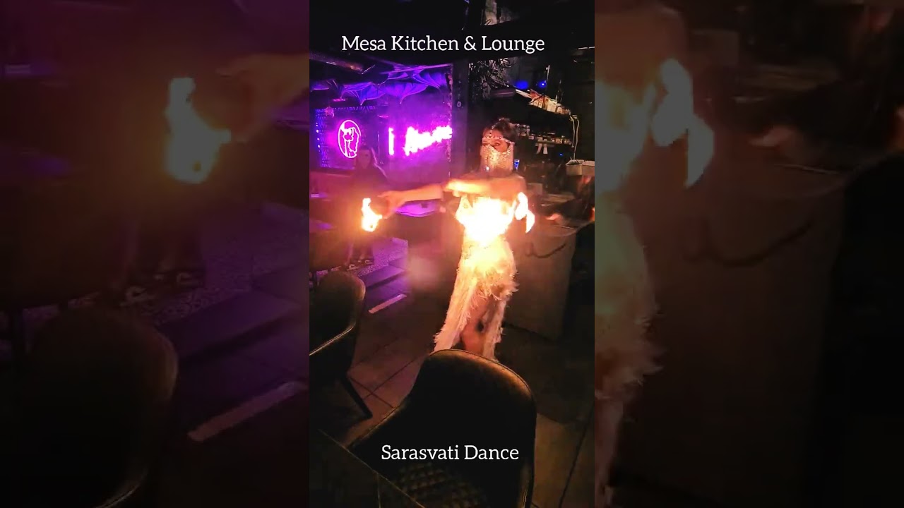 Belly Dance with fire palms London