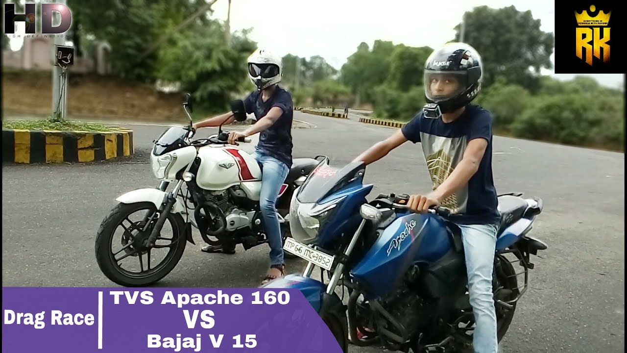 Tvs Apache 160 VS Bajaj V15 (Drag Race):Walk Around And Exhaust Note: