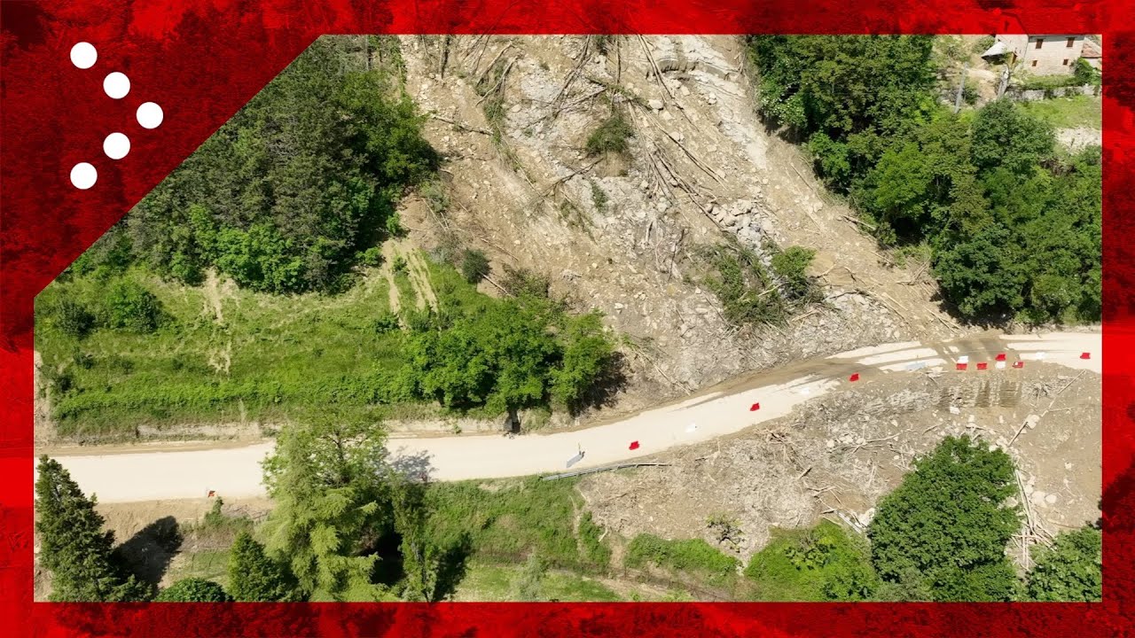Modigliana, frana su Strada provinciale 20: il crollo visto dal drone