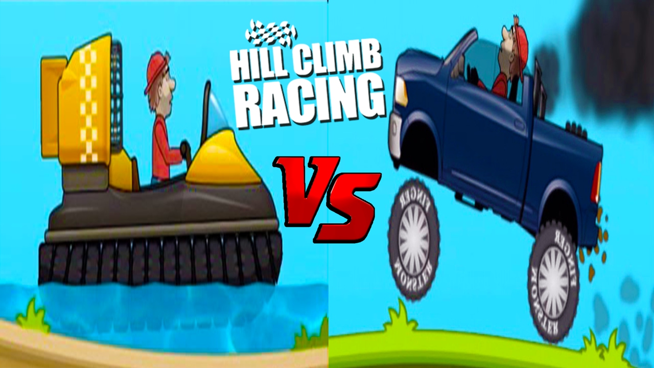 Hill Climb Racing 1 - Hovecraft vs Super Diesel 4x4 Cars Unlocked and Fully Upgraded