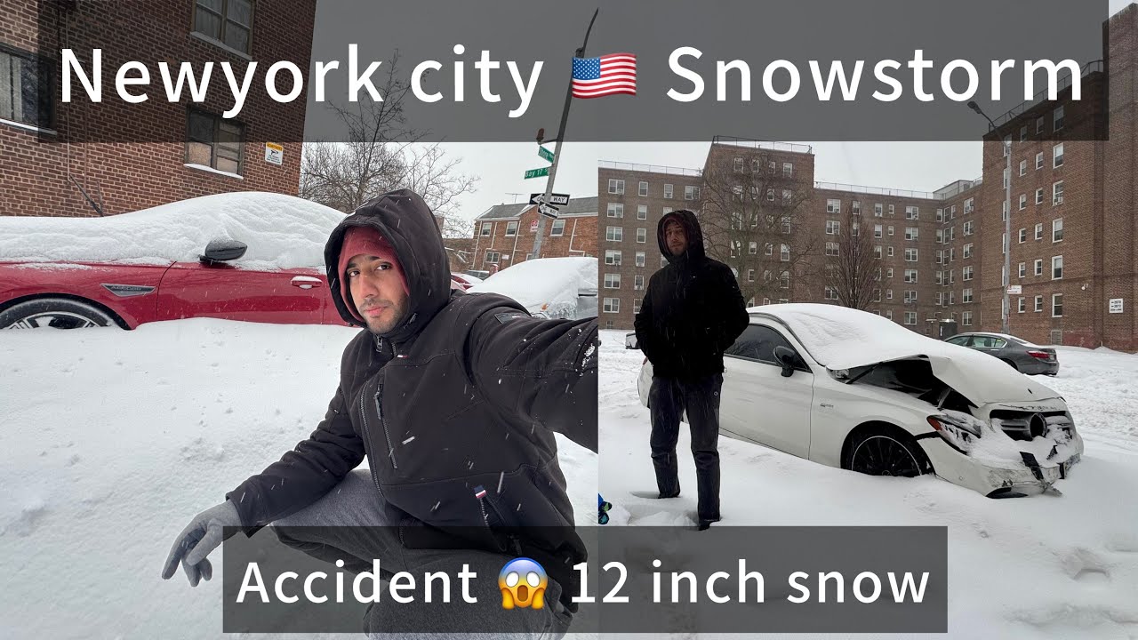 Newyork city snowstorm 🇺🇸 biryani masla lene nikla Accident 😱 #snow #rajabfamily #pakistani #india 