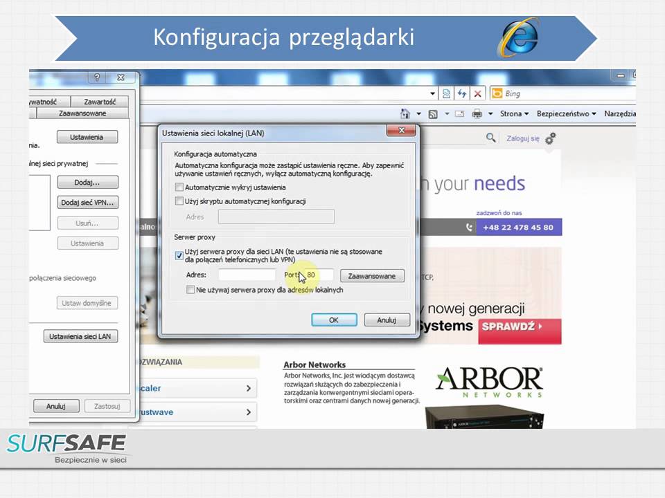 Platforma Surfsafe - konfiguracja przeglądarki Internet Explorer