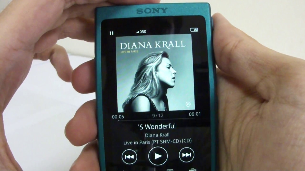 Interface UI do Sony Walkman NW-A35 (Firmware 1.02)