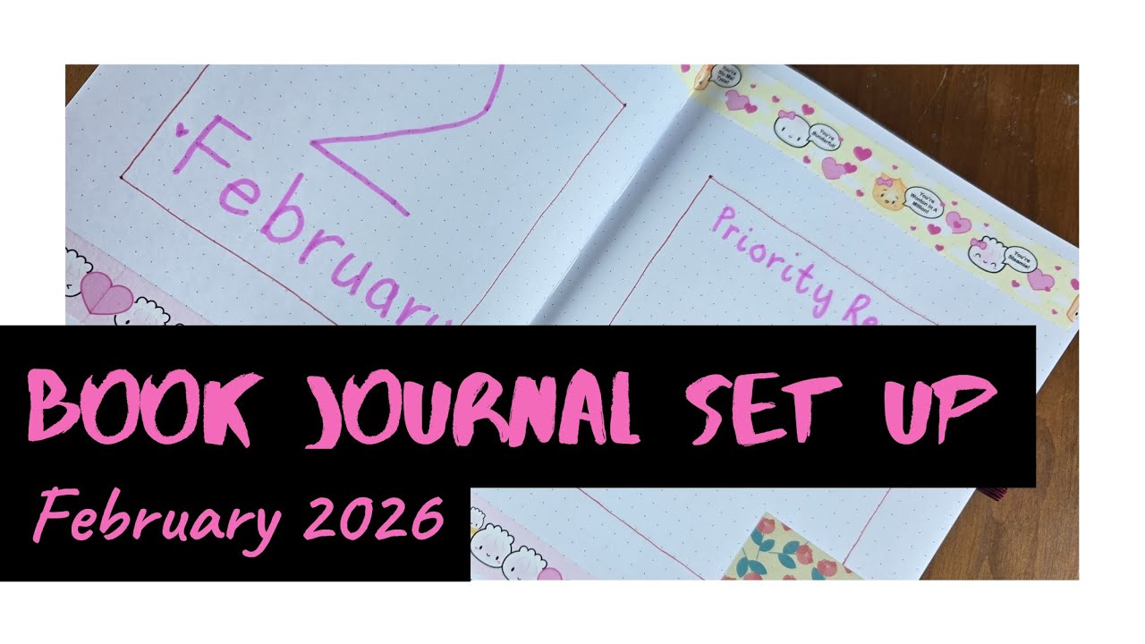 February 2026 Reading Journal/Bujo Set Up | Wonton Love Puns | Artist's Loft Dot Grid