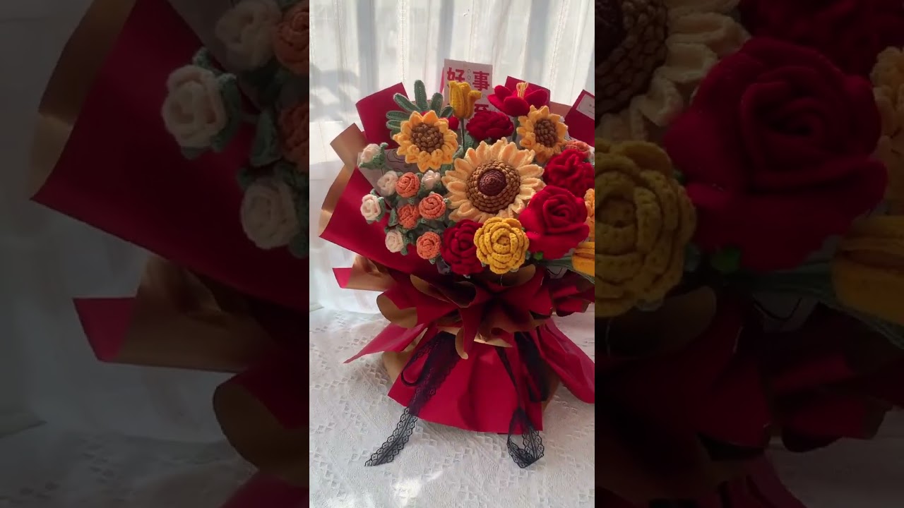 Mother's Day Gift - Hand Knitted Peony Bouquet #handmade #crochet #flowers