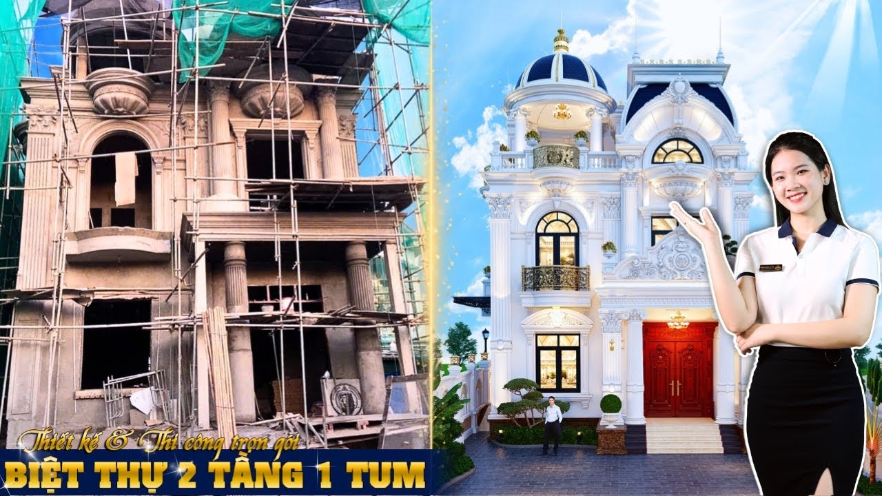 THIẾT KẾ & THI CÔNG TRỌN GÓI Biệt Thự 2 Tầng 1 Tum HOT NHẤT Nam Định Năm 2025