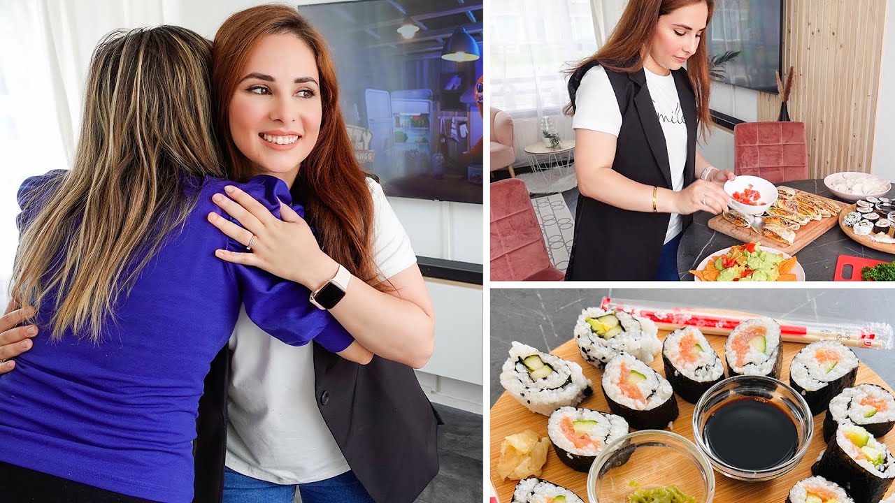 صاحبتي زارتني بعد غياب😍حضرت لها اطيب اكلات(سوشي)🍱