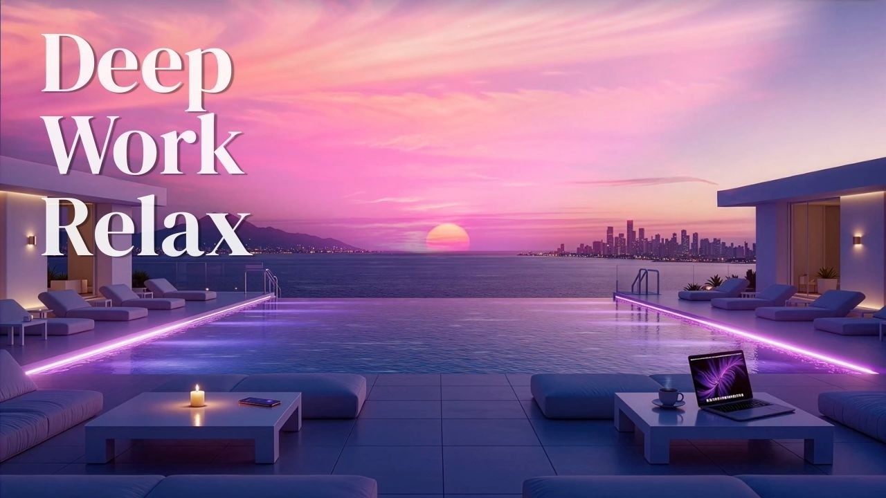 Pink Sunset Pool | Luxury Infinity Lofi 🎧 Deep Work & Relaxation
