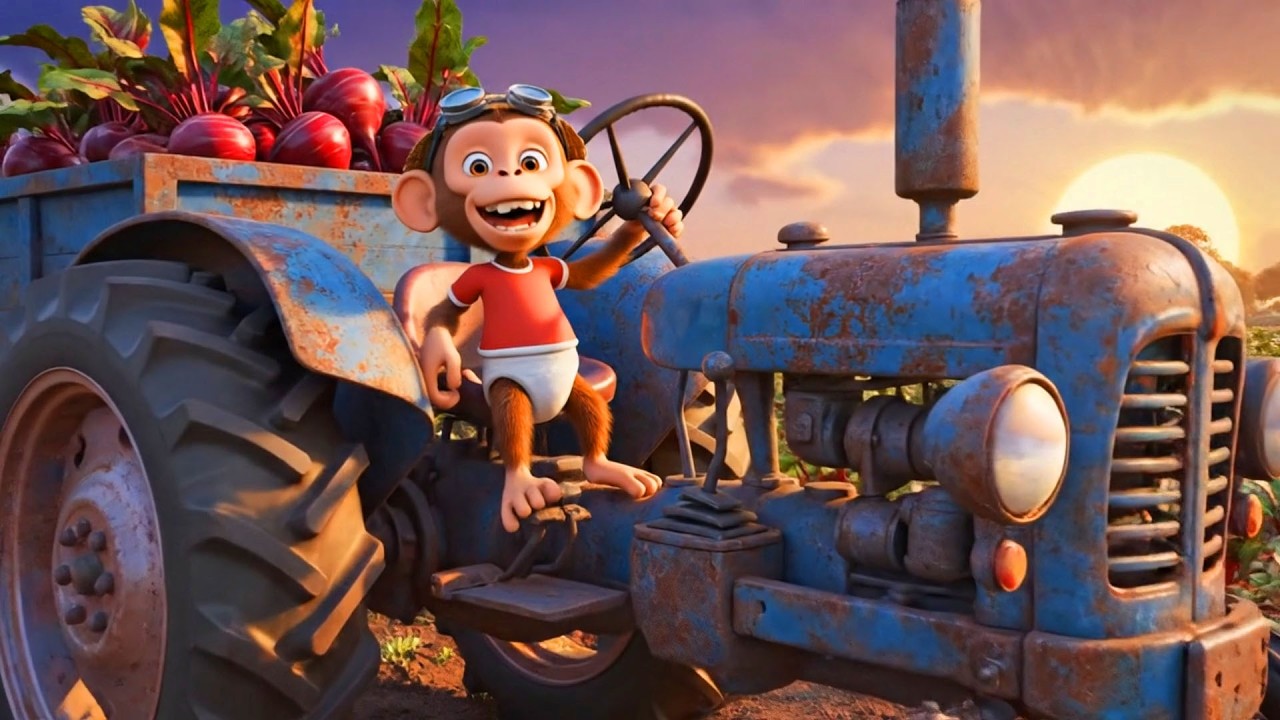 Monkey Farmer at Work Tractor Repair & Beet Field Plowing | Fun Farm Cartoon
