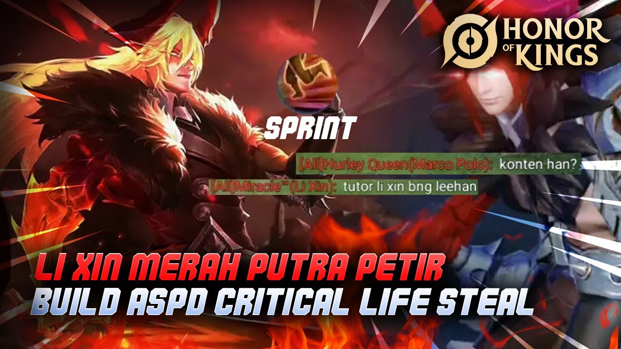 Cara Main Li Xin Merah! REVENGE FORM! TAPI BUILD PETIR CRITICAL + SPRINT! - Honor Of Kings Global