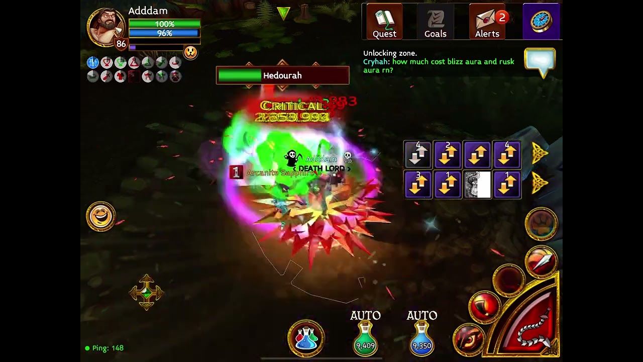 Arcane legends blood/sb set + blood sword dmg test on hedo