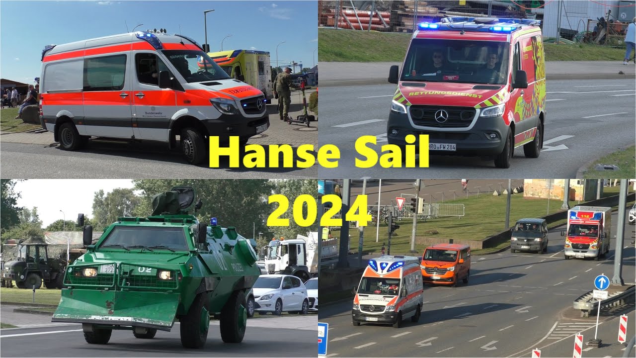 [KTW, SW4, Bundeswehr-RTW uvm.] Einsatzfahrten während 33. Hanse Sail 2024  in Rostock