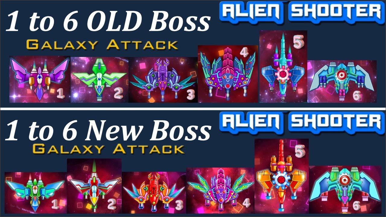 Galaxy Attack Alien Shooter 1-2-3-4-5-6 OLD & New Boss