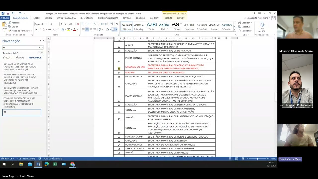 (2025) Seleção das UPCs cujos responsáveis terão as contas julgadas relativas ao exercício de 2025