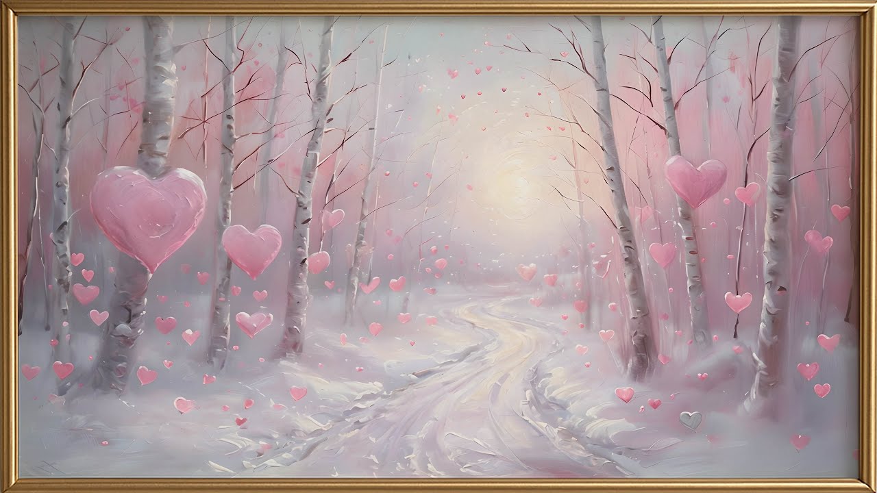 Winter Forest Hearts | Romantic Valentine Artwork in 4K