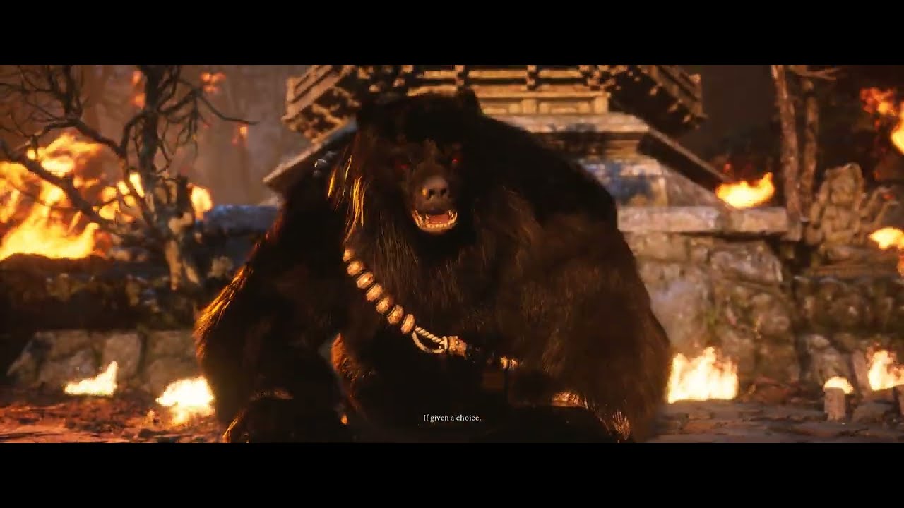 Black Myth  Wukong beating black bear guai and getting into chapter 2