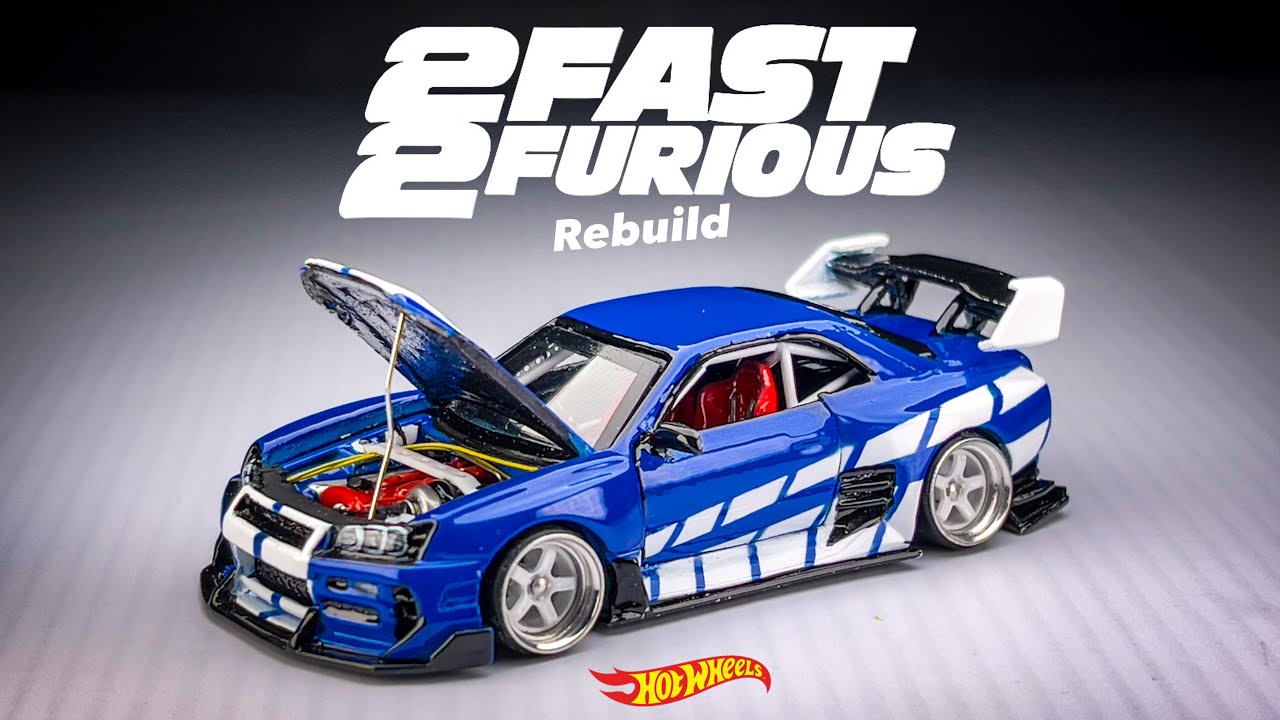 Nissan Skyline GTR R34 2 Fast 2 Furious Hycade Bodykit Rebuild Hot Wheels Custom