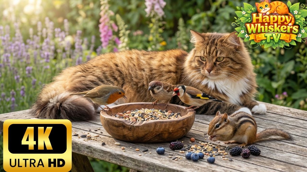 Cat TV БЕЗ РЕКЛАМЫ 😺 Кошки Любят Смотреть Птиц и Белок 🐦🐿️ Видео для Кошек 4K