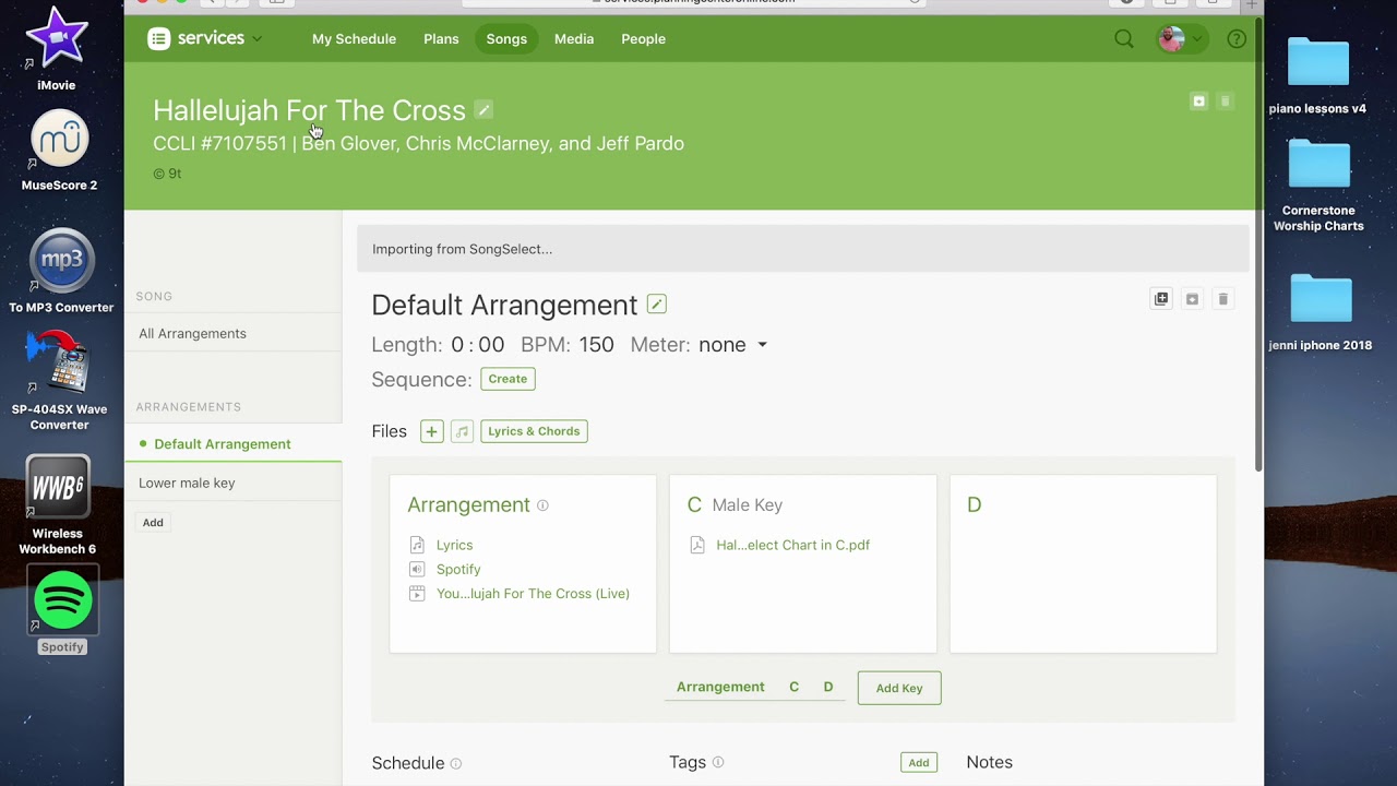 Adding A Key To Songs In Planning Center